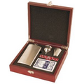 Promotional Gifts - Rosewood Finish Flask Set w/ 5 Dice